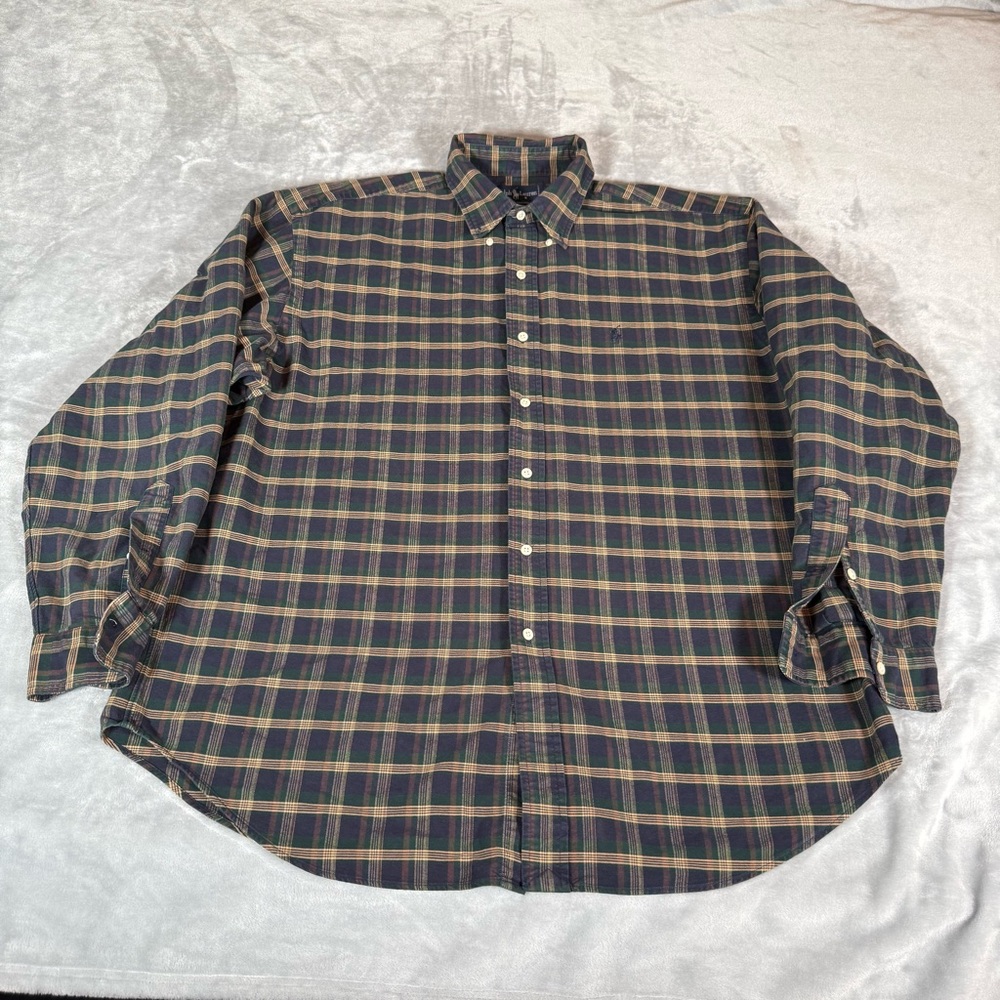 Vintage Polo Ralph Lauren Plaid Long Sleeve Button Shirt Mens XL Oversized Y2K - Picture 2 of 8